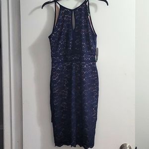 Navy lace overlay dress